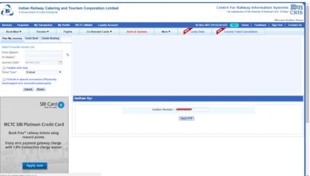 IRCTC Aadhar link